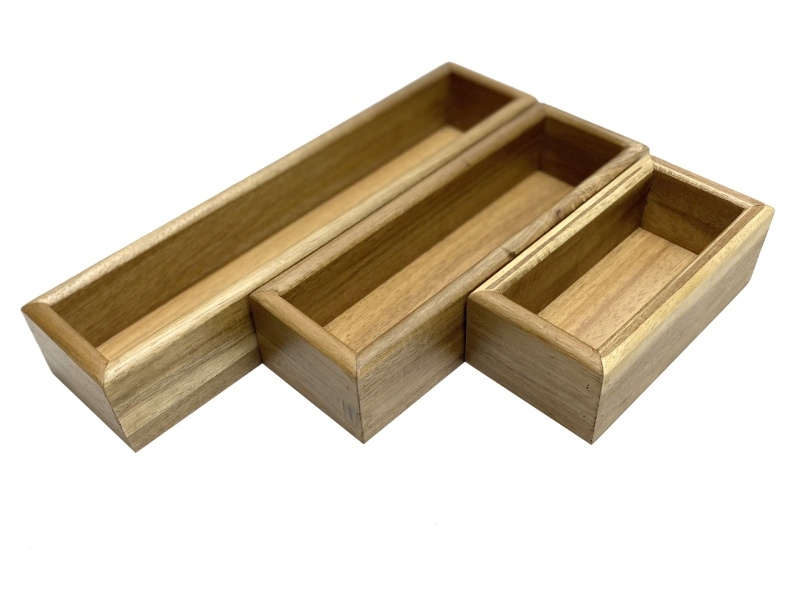 Exquisite Acacia Wood Drawer Organizers Set - Versatile Storage Solutions for B2B